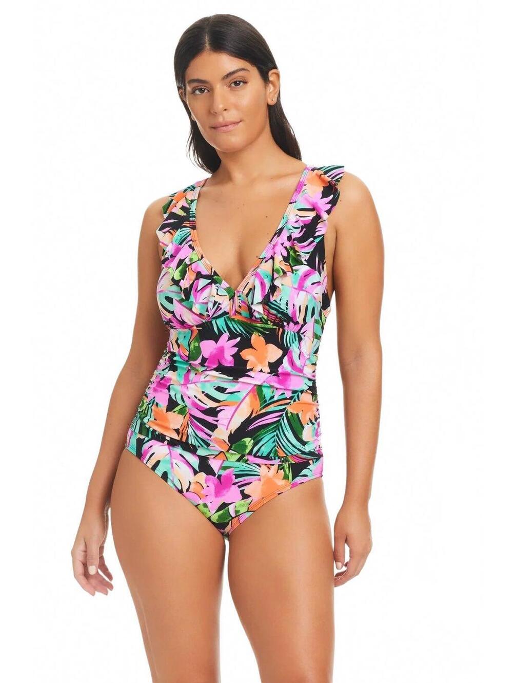 Beyond Control bora bora bay ruffle tummy control tie back one piece swimsuit